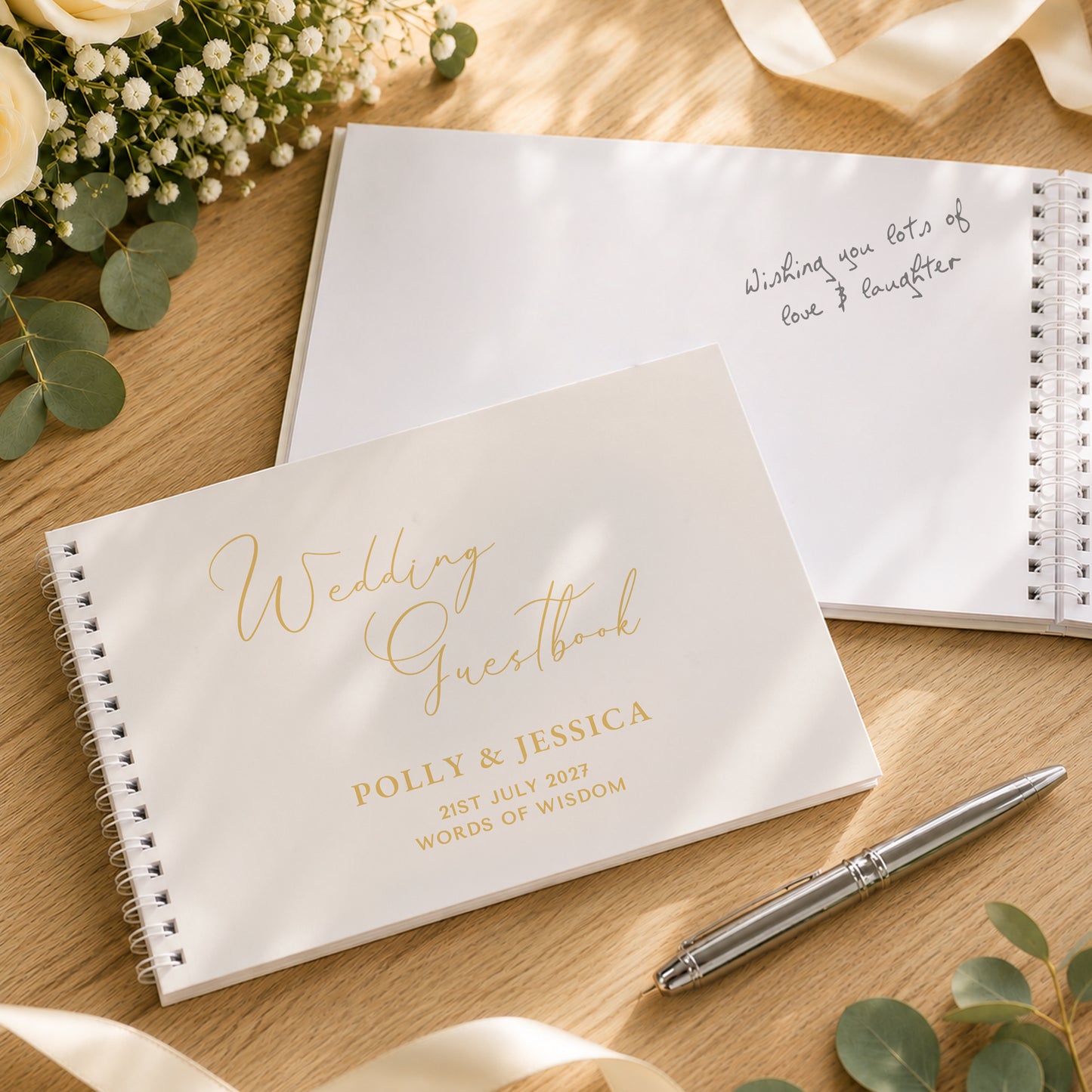 Personalised Off White Wedding Guest Book