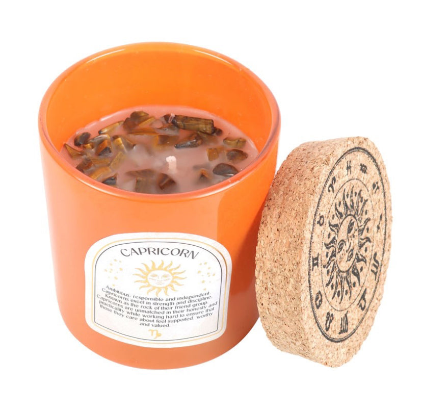 Capricorn Sandalwood & Jasmine Gemstone Zodiac Candle