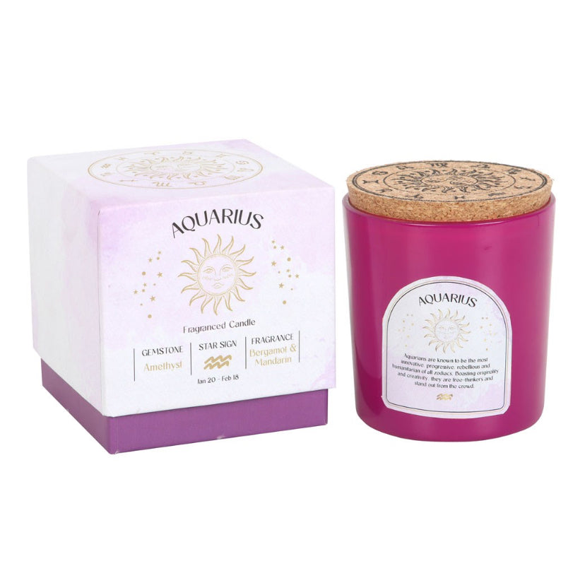 Aquarius Bergamot & Mandarin Gemstone Zodiac Candle