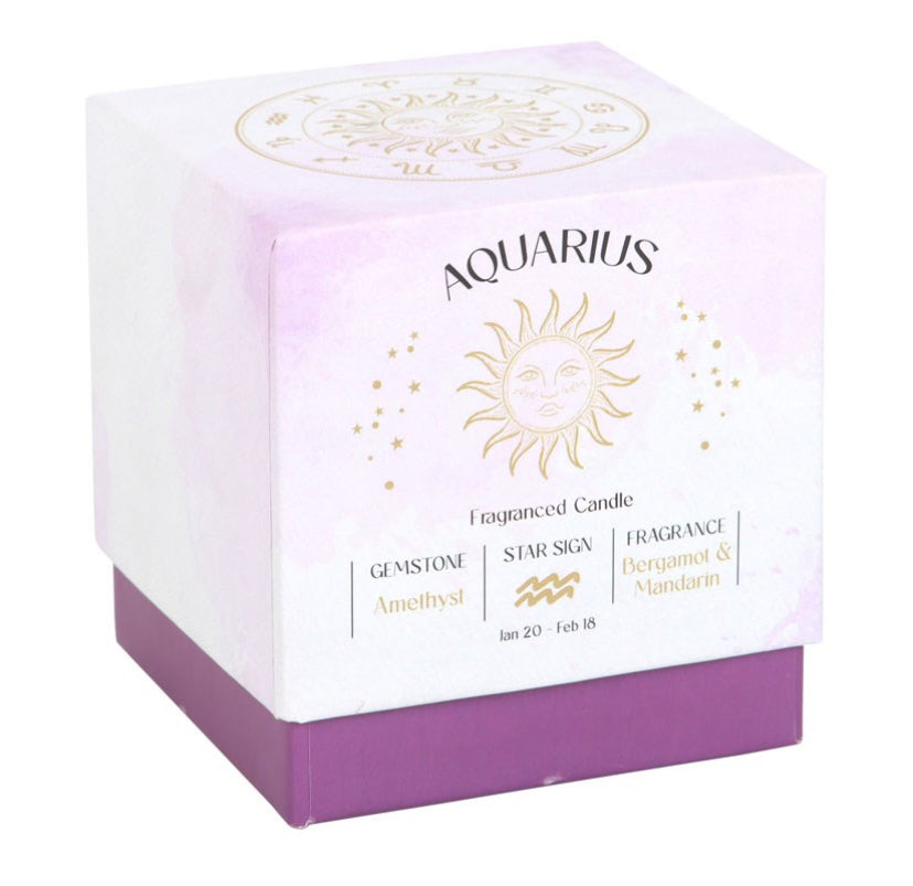 Aquarius Bergamot & Mandarin Gemstone Zodiac Candle