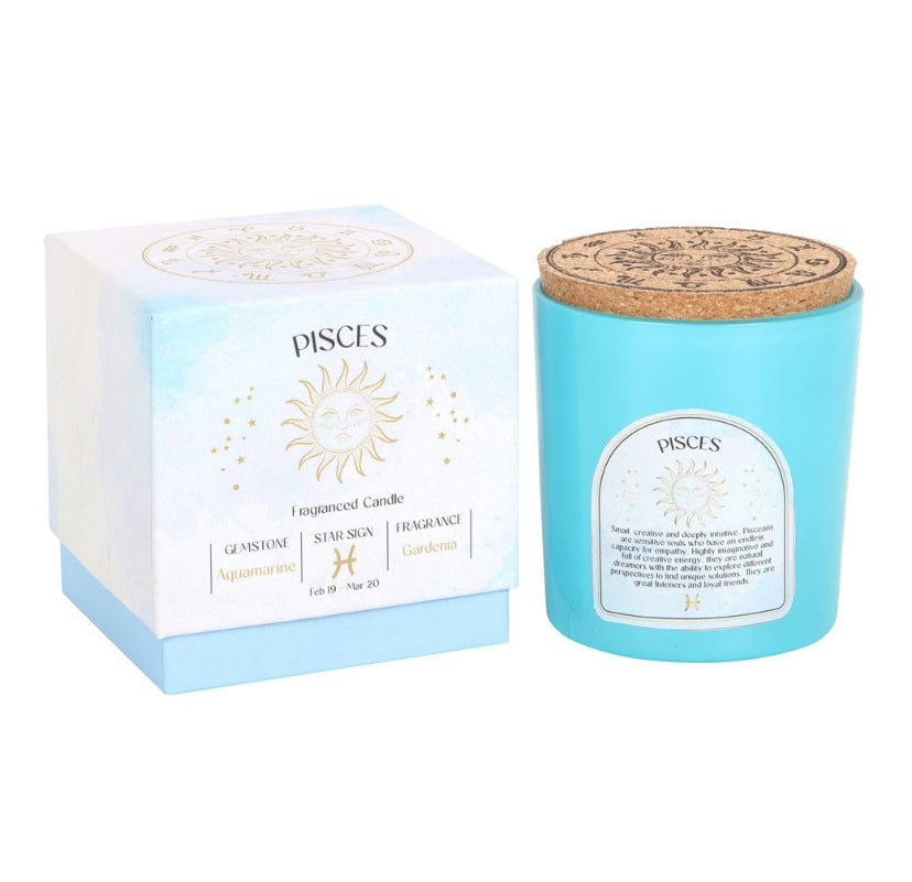 Pisces Gardenia Gemstone Zodiac Candle