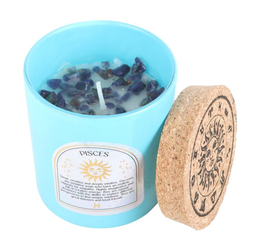 Pisces Gardenia Gemstone Zodiac Candle