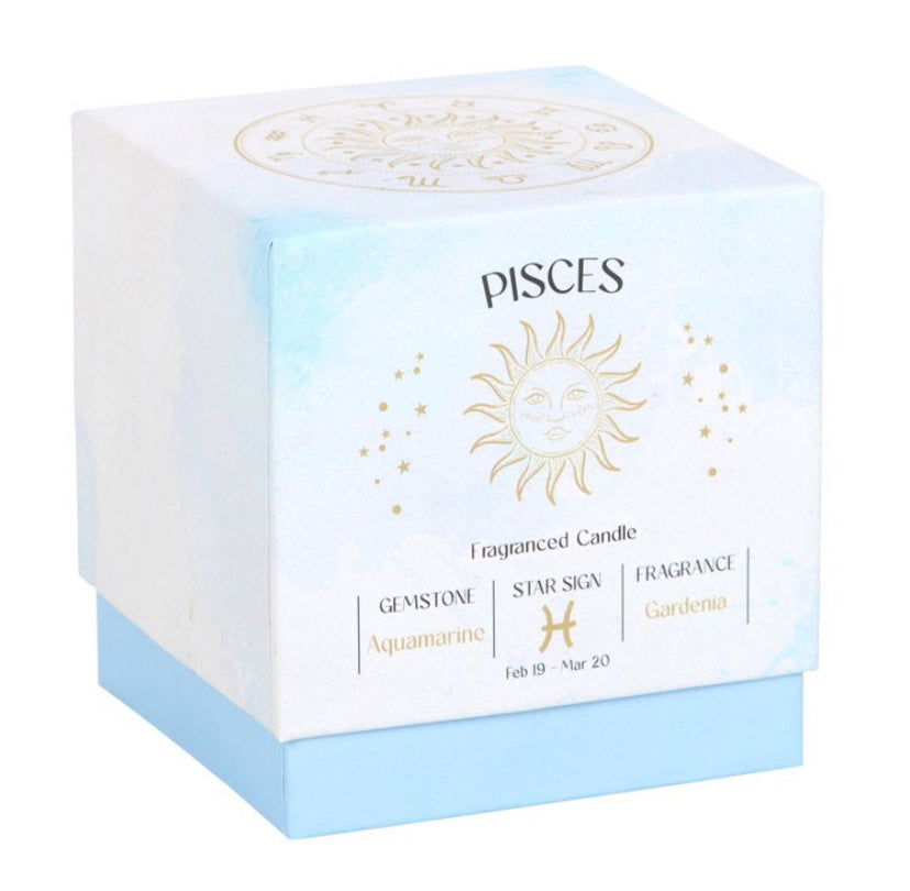 Pisces Gardenia Gemstone Zodiac Candle