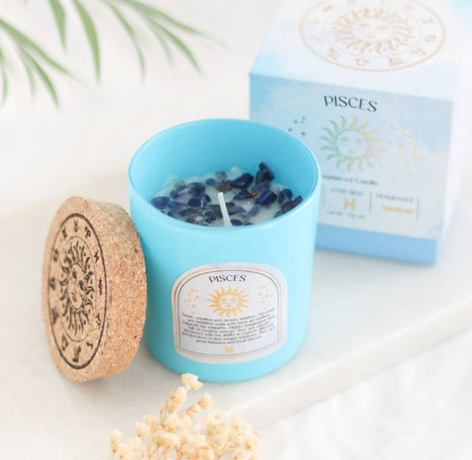 Pisces Gardenia Gemstone Zodiac Candle