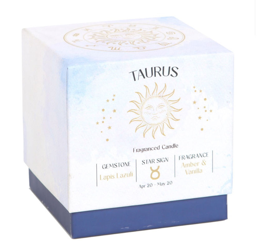 Taurus Amber & Vanilla Gemstone Zodiac Candle