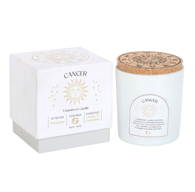 Cancer Orange & Chamomile Gemstone Zodiac Candle