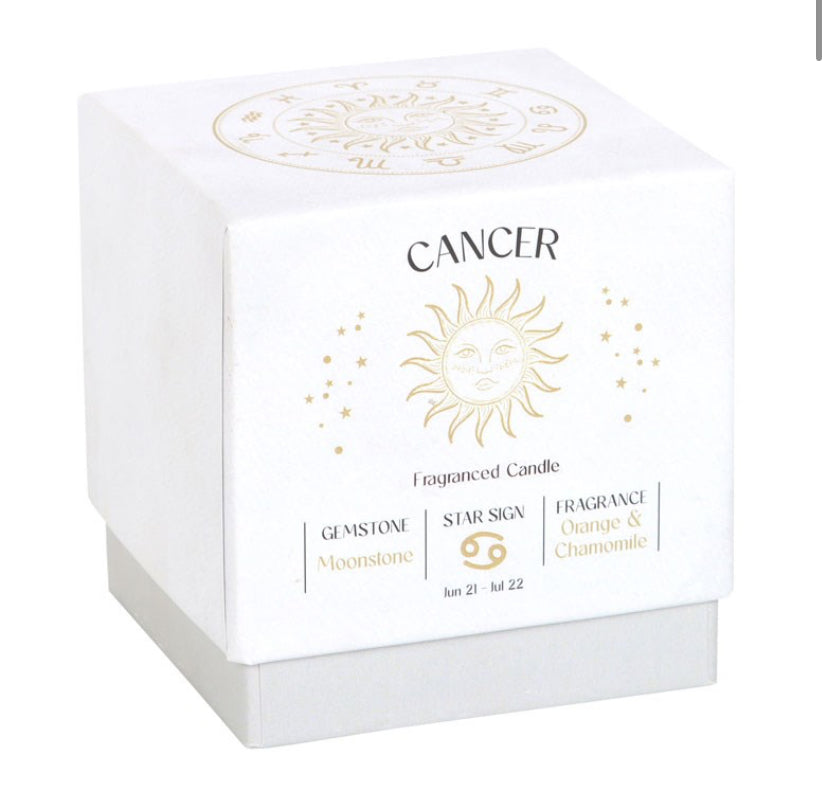 Cancer Orange & Chamomile Gemstone Zodiac Candle