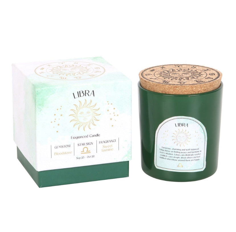 Libra Sweet Jasmine Gemstone Zodiac Candle