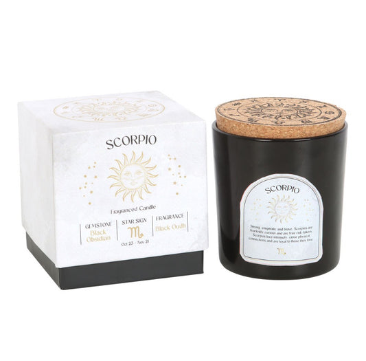 Scorpio Black Oudh Gemstone Zodiac Candle