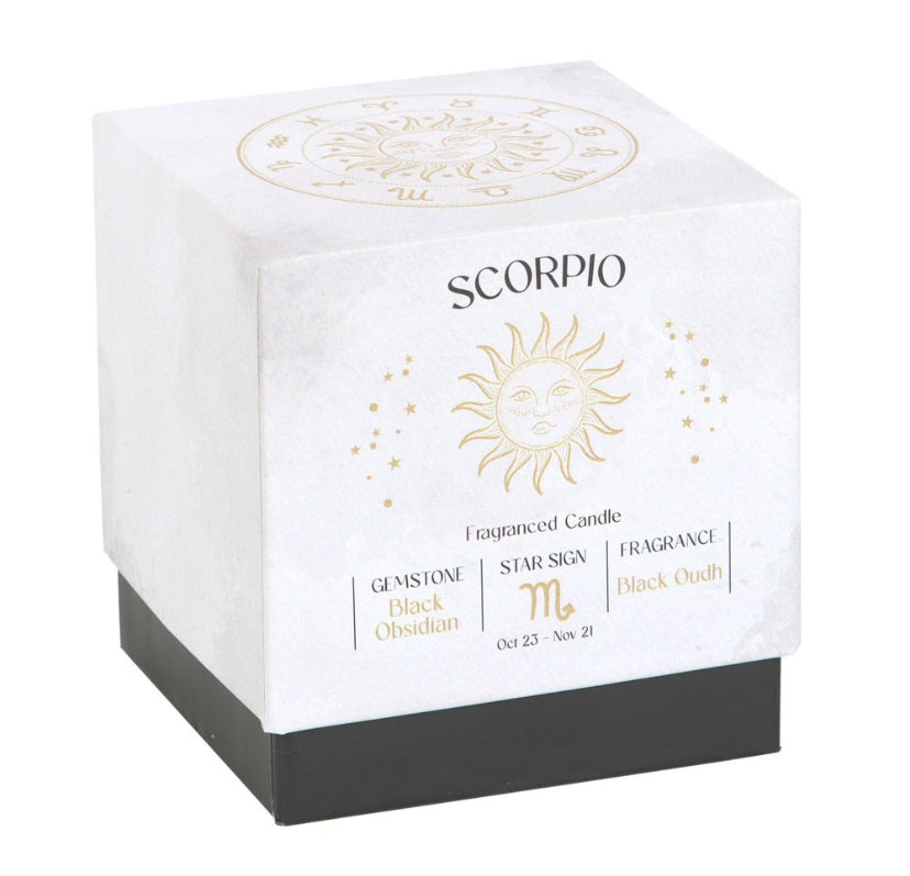 Scorpio Black Oudh Gemstone Zodiac Candle