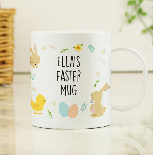 Personalised Easter Bunny & Chick Plastic Mug