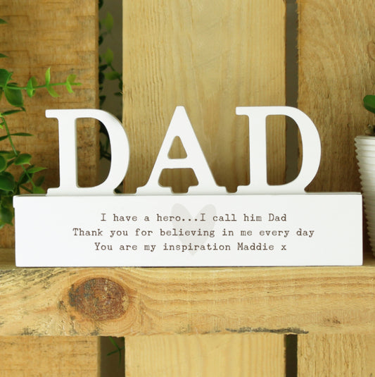 Personalised Free Text Heart Wooden Dad Ornament