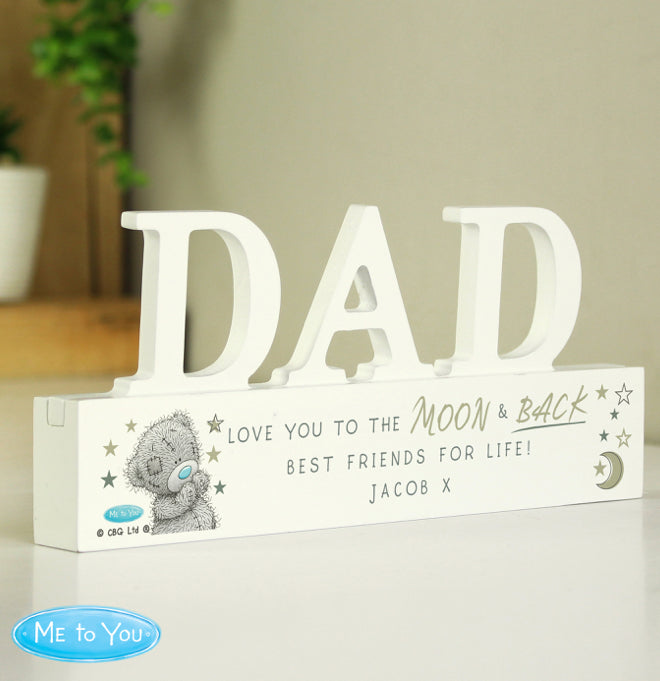 Personalised Me To You Moon and Back Wooden Dad Ornament