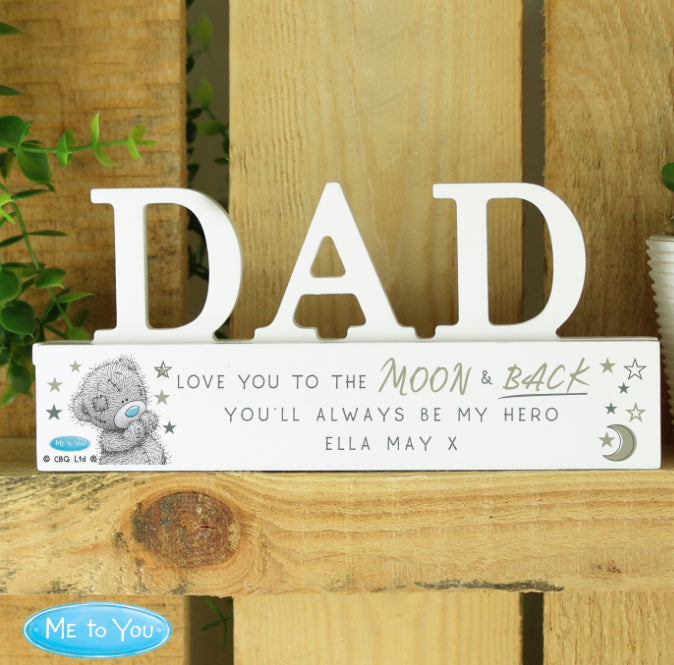 Personalised Me To You Moon and Back Wooden Dad Ornament