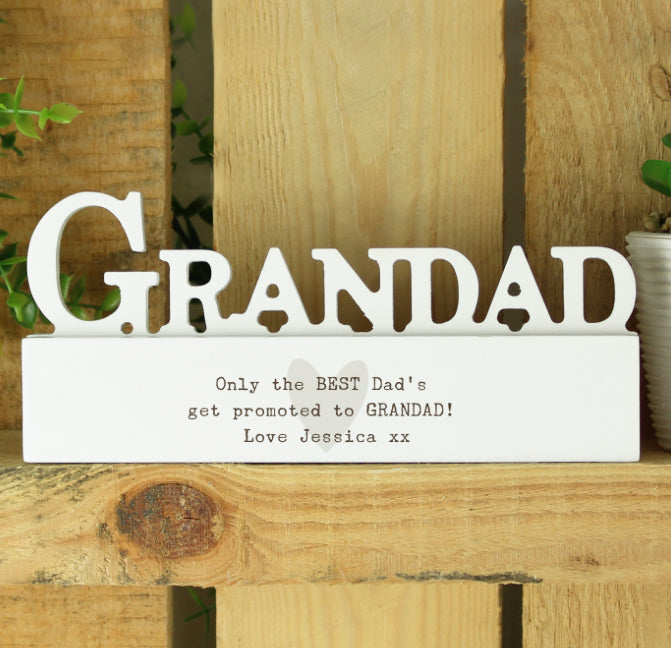 Personalised Free Text Heart Wooden Grandad Ornament