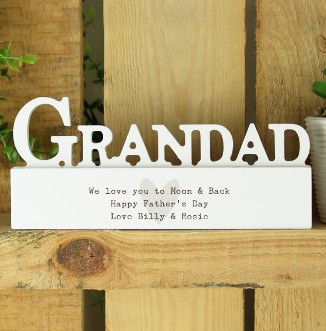 Personalised Free Text Heart Wooden Grandad Ornament