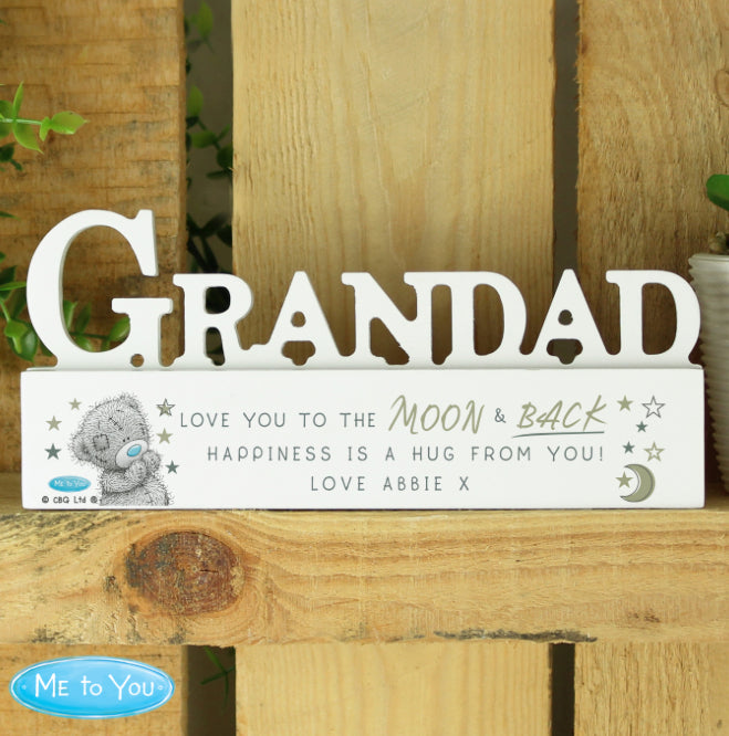 Personalised Me To You Moon and Back Wooden Grandad Ornament