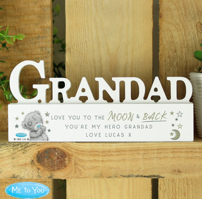 Personalised Me To You Moon and Back Wooden Grandad Ornament