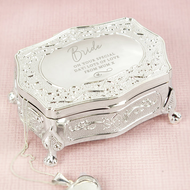 Personalised Swirls & Hearts Small Antique Trinket Box