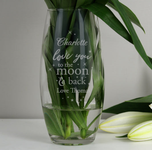 Personalised Love You To The Moon and Back Bullet Vase