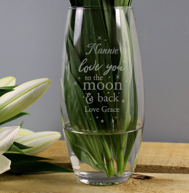 Personalised Love You To The Moon and Back Bullet Vase