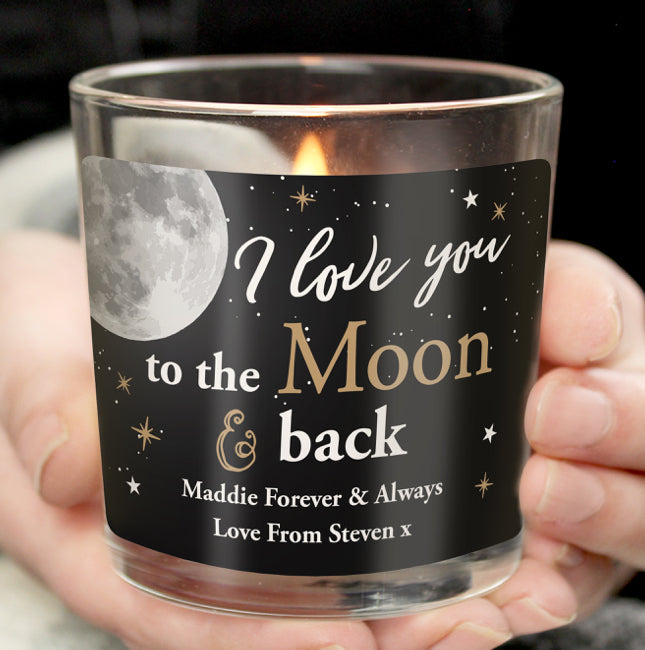 Personalised Moon & Back Scented Jar Candle