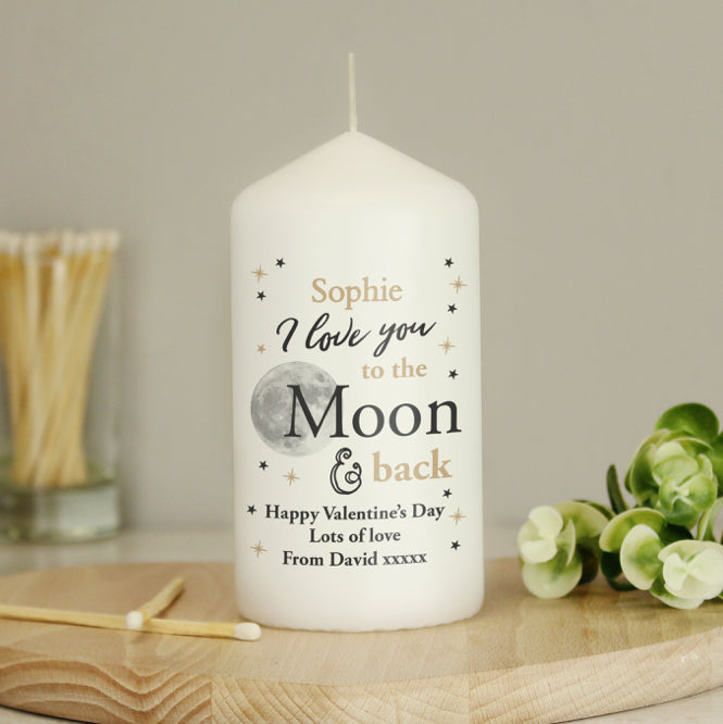 Personalised To the Moon and Back... Pillar Candle