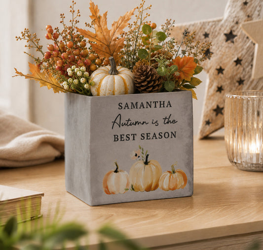 Personalised Pumpkin Concrete Plant Pot