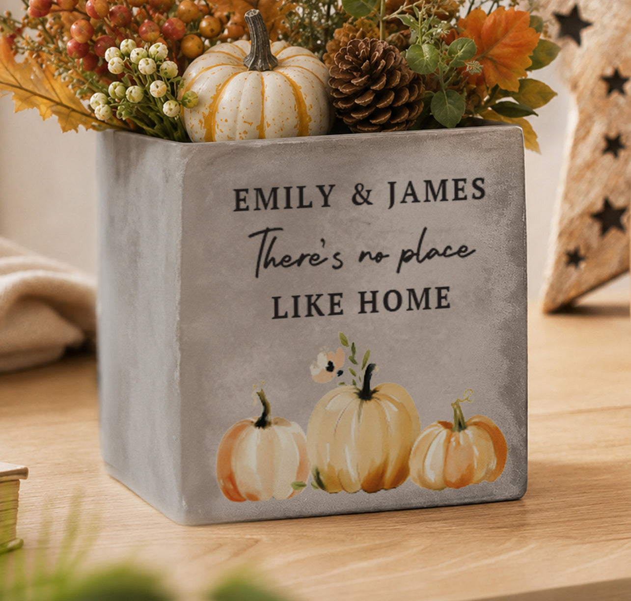 Personalised Pumpkin Concrete Plant Pot