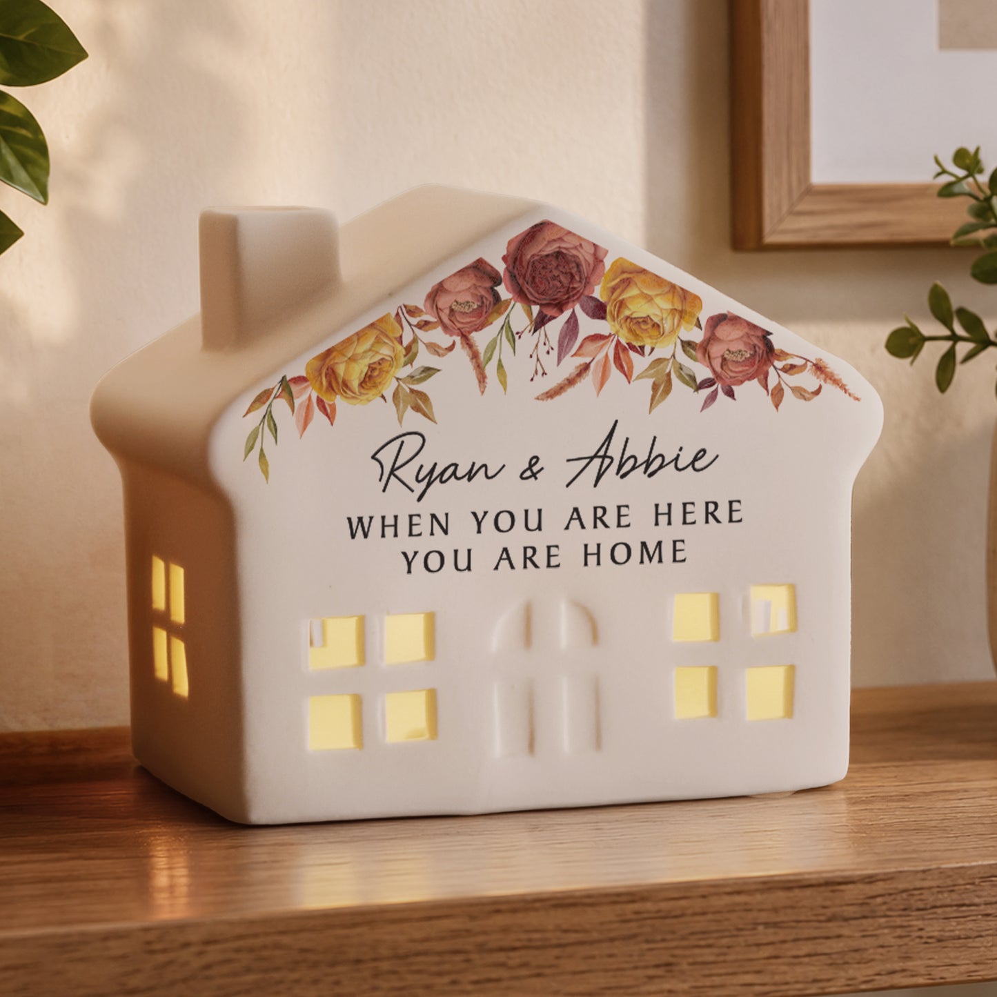 Personalised Floral Autumnal LED House