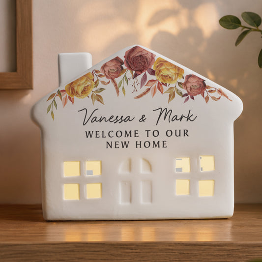 Personalised Floral Autumnal LED House
