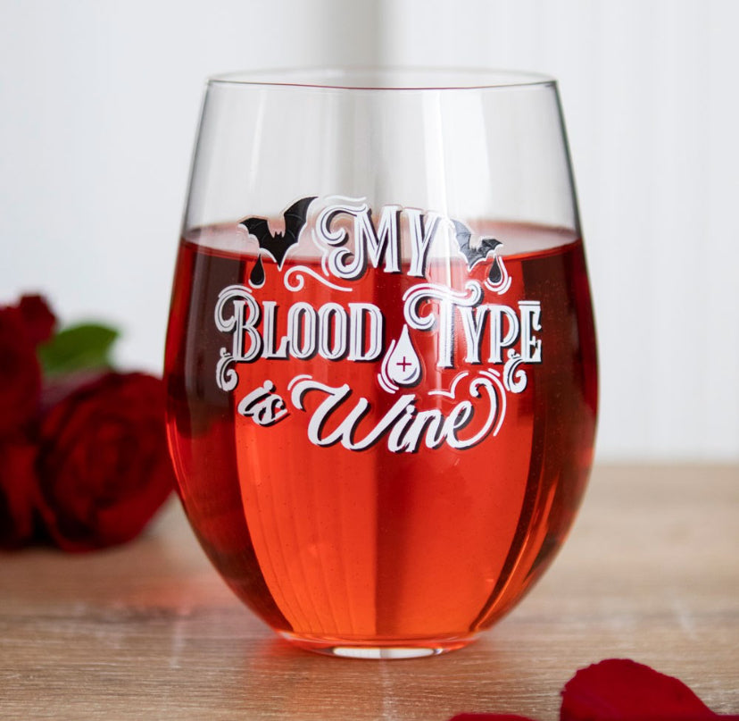 My Blood Type is Wine Stemless Wine Glass