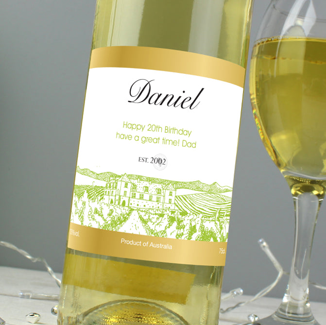 Personalised Free Text Vineyard White Wine