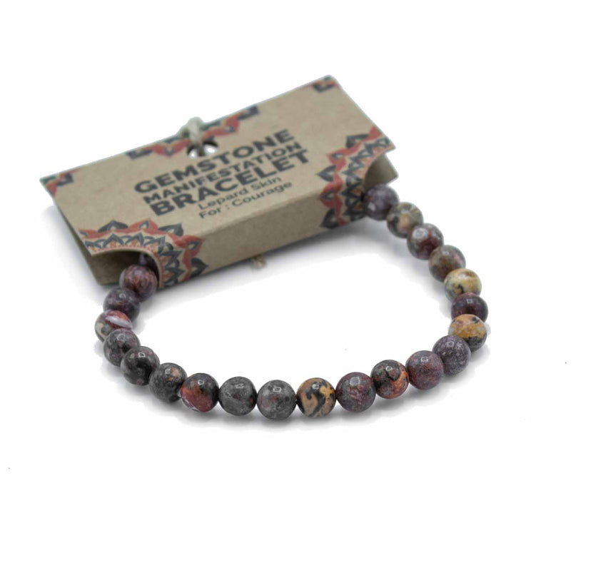 Gemstone Manifestation Bracelet - Lepard Skin - Courage