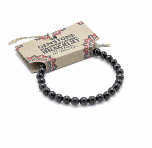 Gemstone Manifestation Bracelet - Black Agate - Protection