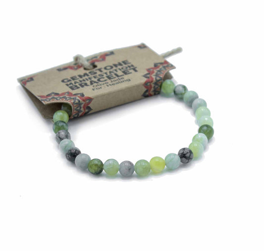 Gemstone Manifestation Bracelet - Olive Jade - Healing