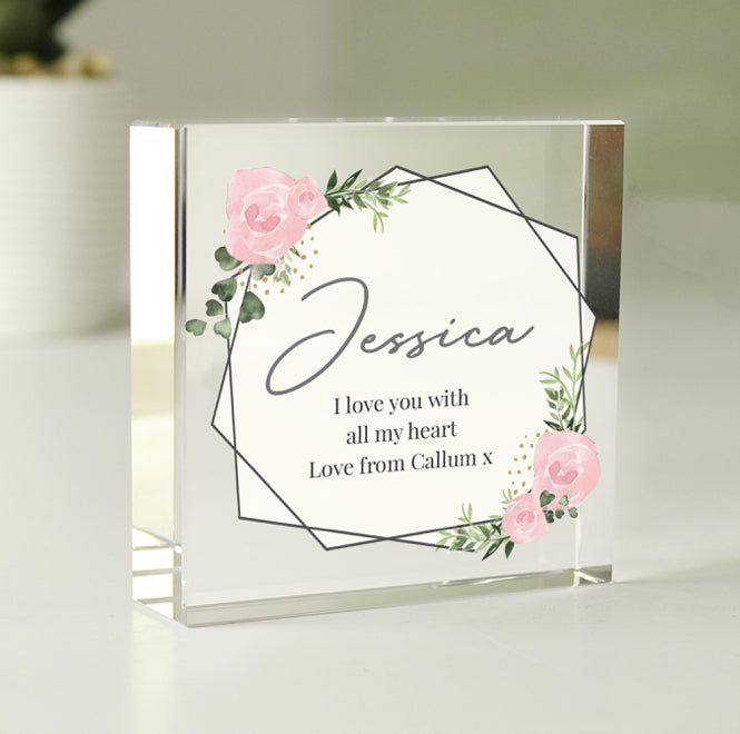 Personalised Abstract Rose Crystal Token