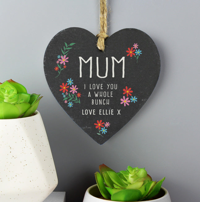 Personalised I Love You A Whole Bunch Hanging Slate Heart