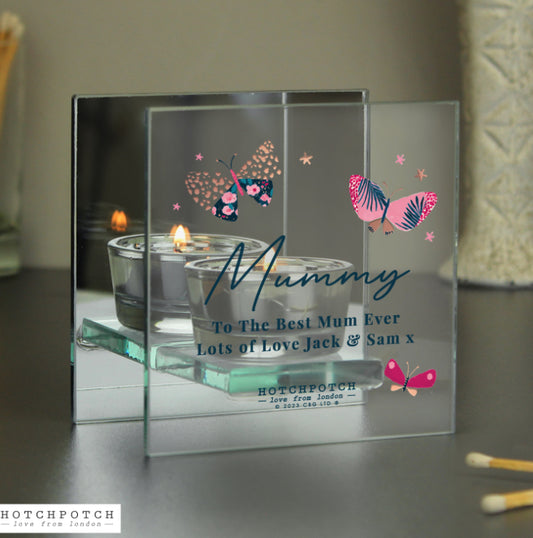 Personalised Butterfly Mirrored Tealight Holder