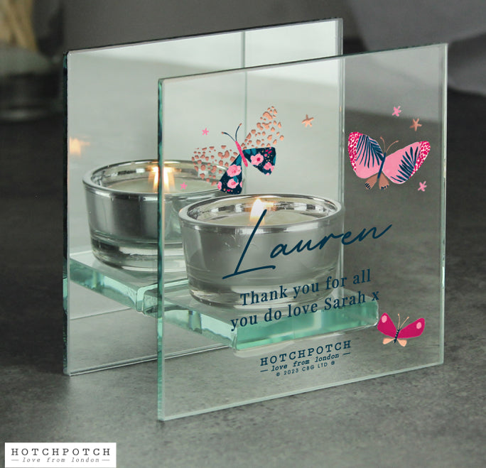 Personalised Butterfly Mirrored Tealight Holder