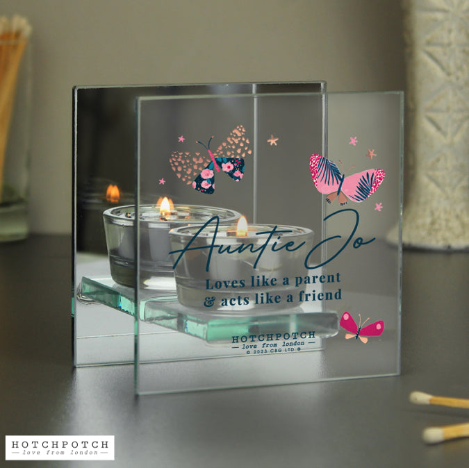 Personalised Butterfly Mirrored Tealight Holder