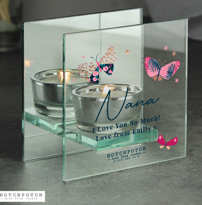 Personalised Butterfly Mirrored Tealight Holder