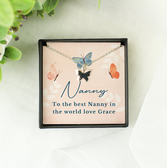 Personalised Butterfly Sentiment Necklace and Box