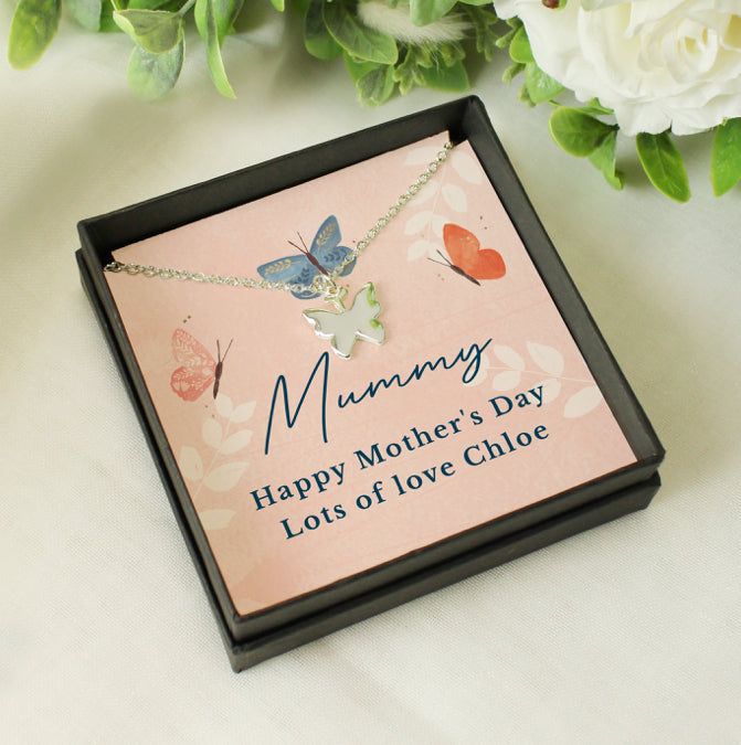 Personalised Butterfly Sentiment Necklace and Box