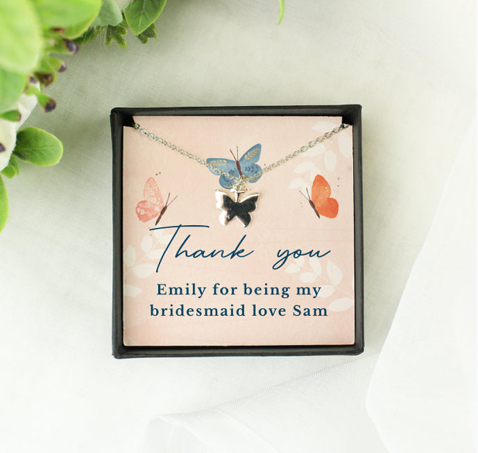 Personalised Butterfly Sentiment Necklace and Box