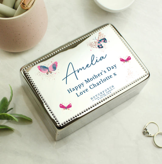 Personalised Butterfly Rectangular Jewellery Box