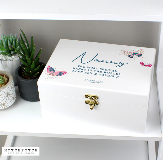 Personalised Butterfly White Wooden Keepsake Box