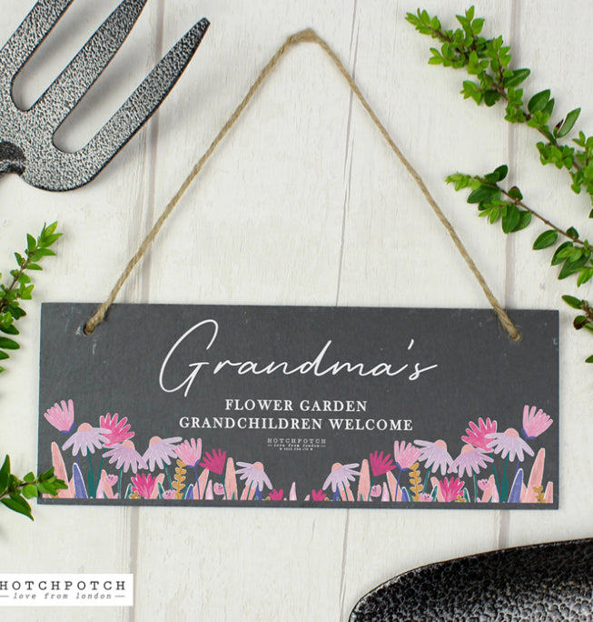 Personalised Wild Flower Hanging Slate Plaque