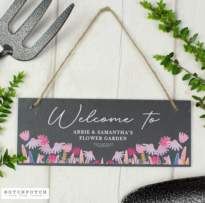 Personalised Wild Flower Hanging Slate Plaque