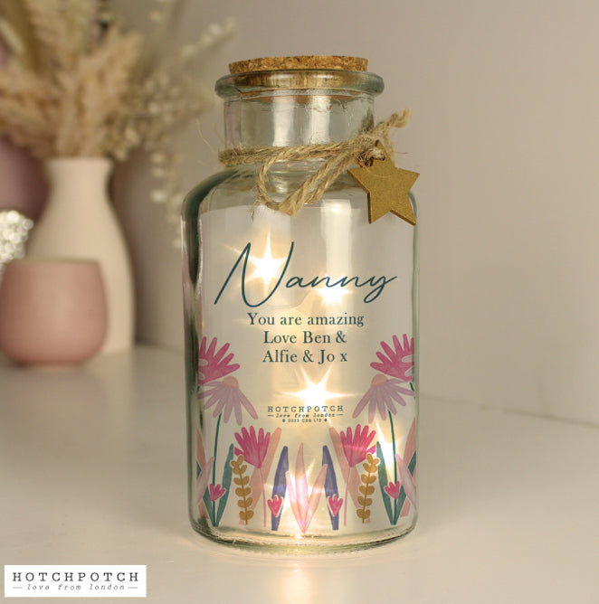 Personalised Wild Flower LED Glass Jar